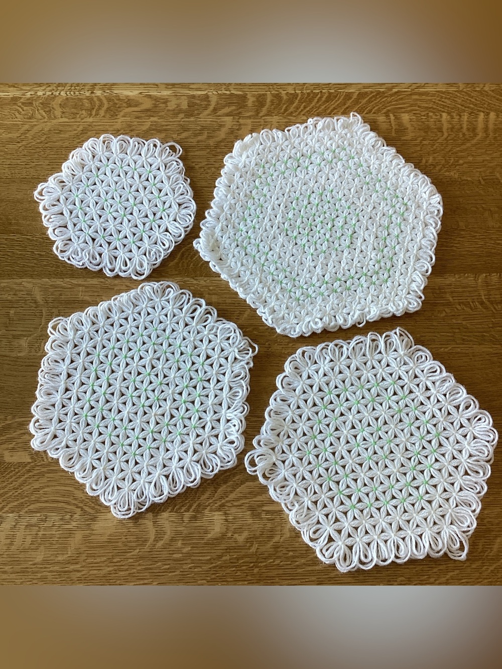 Vintage Handmade Crocheted Yarn Doilies, Hot Pads, Trivets